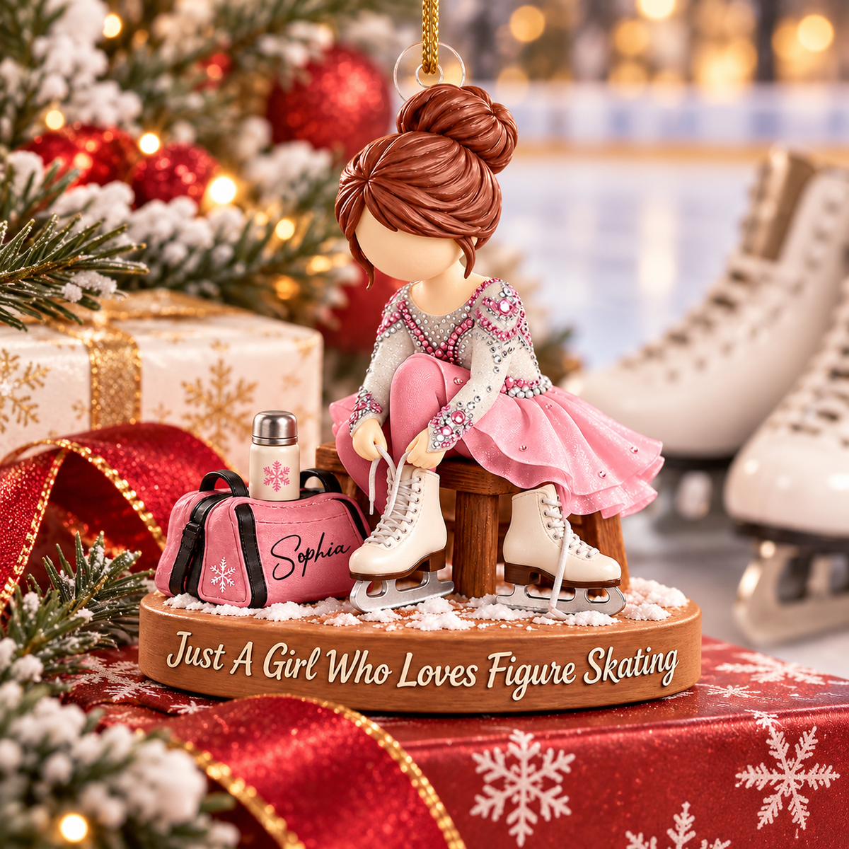 Just A Girl Who Loves Figure Skating, Personalized Figure Skating Ornament, Custom Player Name Gift, Gift For Figure Skating Players Figure Skating Lover MI209 VH01