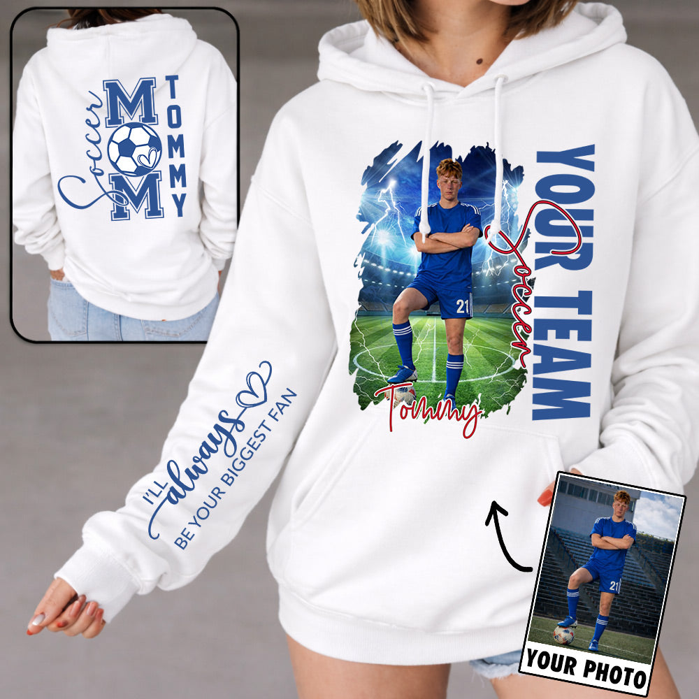 Custom Photo Soccer Shirt, Personalized  Mom Shirt, Soccer Hoodie, Soccer Dad Sweatshirt T1807
