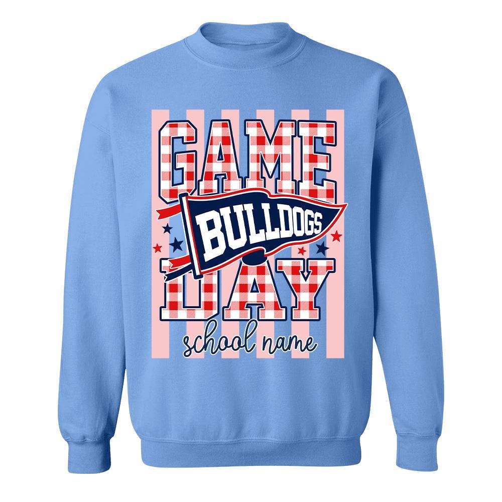 Game Day Striped School Mascot Shirt, Personalized Football School Spirit, Gifts For Teacher Student MI209 Hv01
