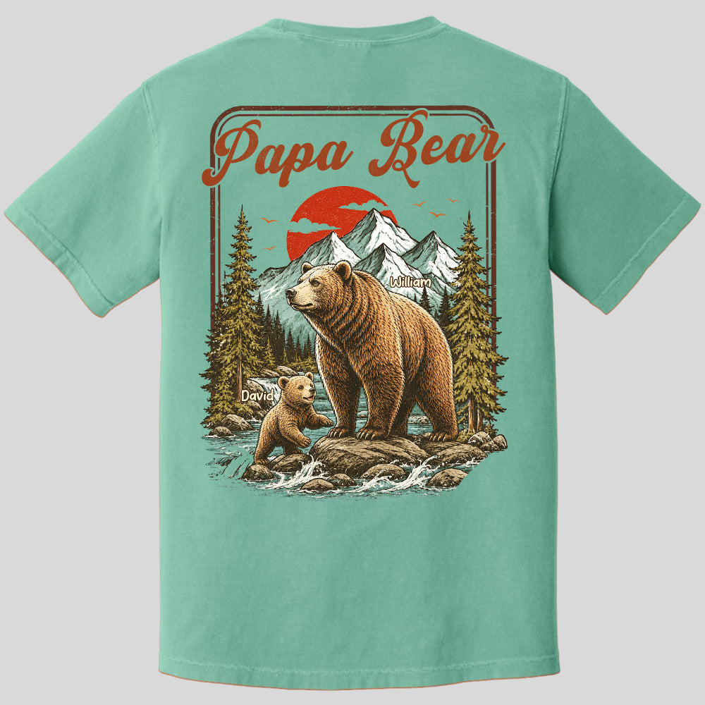 Personalized Papa Bear T-Shirt Father Day Gifts for Dad Funny Papa Tshirt Cool Daddy Bear Vintage Retro Shirt for Men Pt99