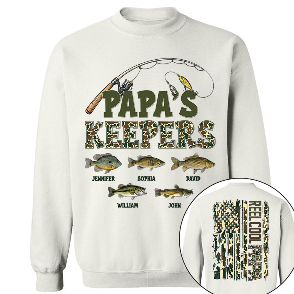 Daddy's Keepers - Personalized Vintage Shirt For Fishing Family - Gifts For Dad NA04 VH01