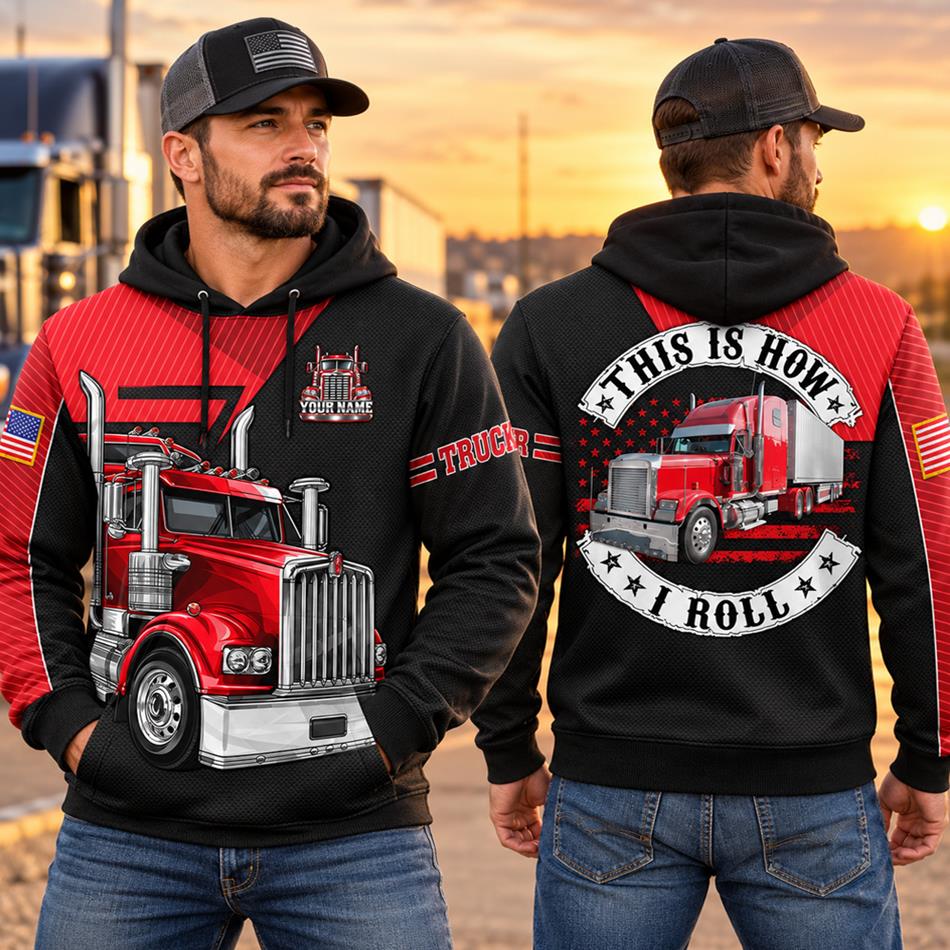 Personalized Trucker Shirt, This Is How I Roll Truck Driver All Over Print Shirt, Custom Name Truck Shirt, Trucker Gift for Men H2511 Trna KL07