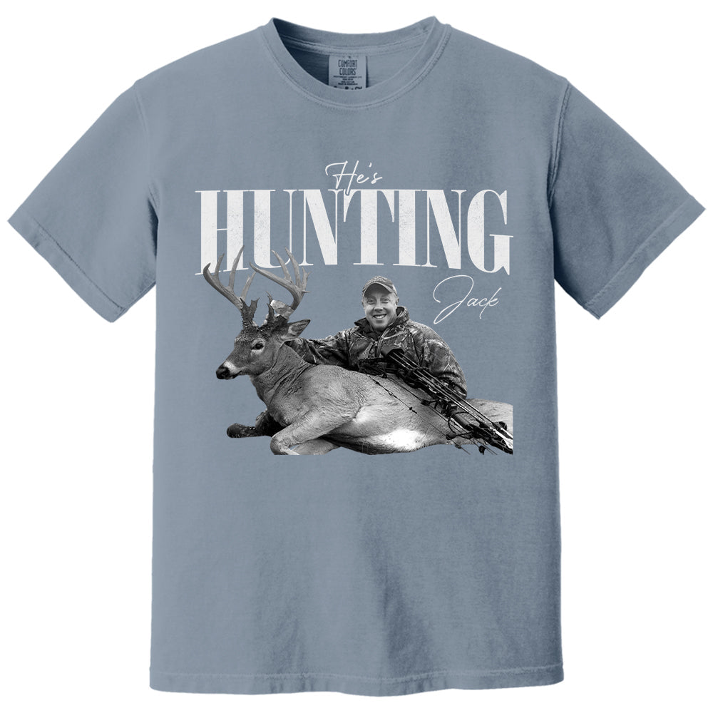 He's Hunting - Washed Tee Retro Bootleg Shirt For Hunting T1807