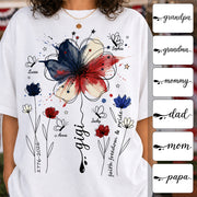 Personalized Grandma Shirt USA 250th Anniversary, Boho Floral Patriotic Tee, Custom Names Gift For Grandma Mom T1807 TH23