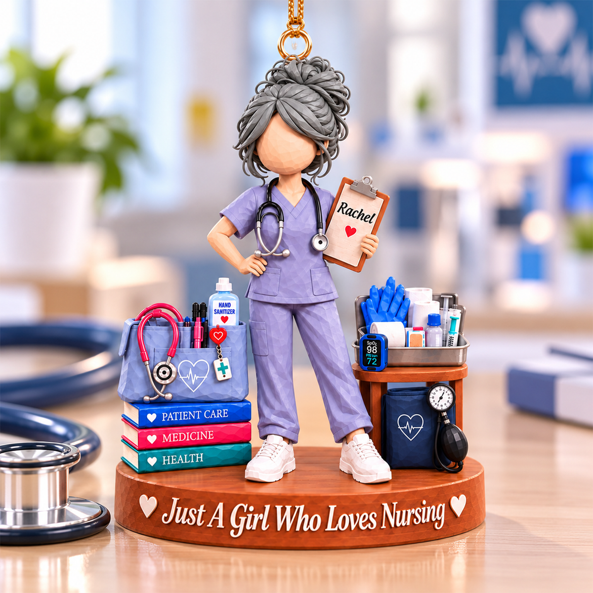 Custom Just A Girl Who Loves Nursing Acrylic Ornament, Gift For Nurses L0411 Hv01