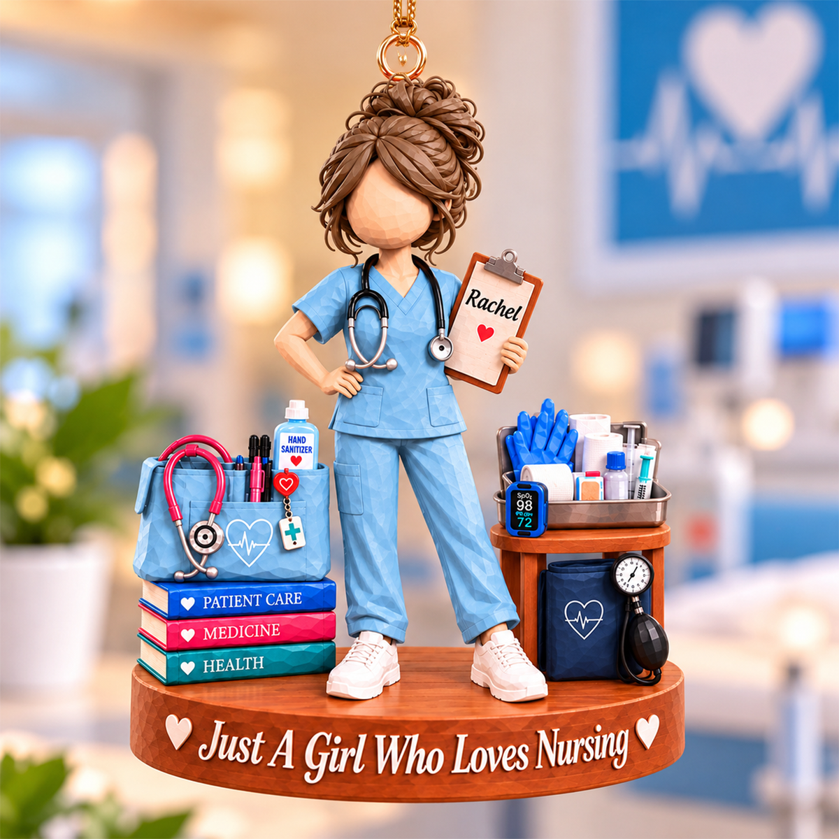 Custom Just A Girl Who Loves Nursing Acrylic Ornament, Gift For Nurses L0411 Hv01