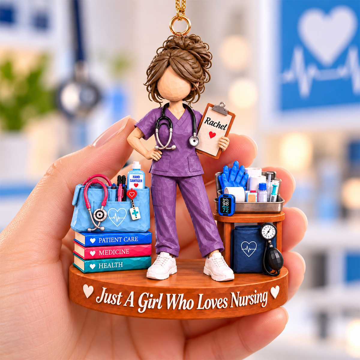 Custom Just A Girl Who Loves Nursing Acrylic Ornament, Gift For Nurses L0411 Hv01
