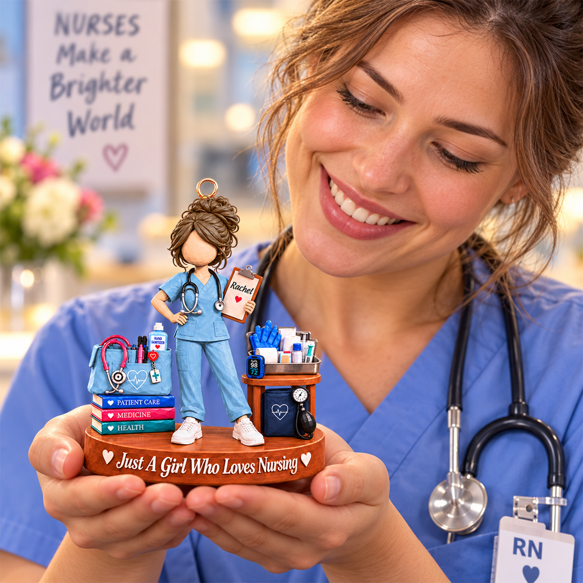 Custom Just A Girl Who Loves Nursing Acrylic Ornament, Gift For Nurses L0411 Hv01