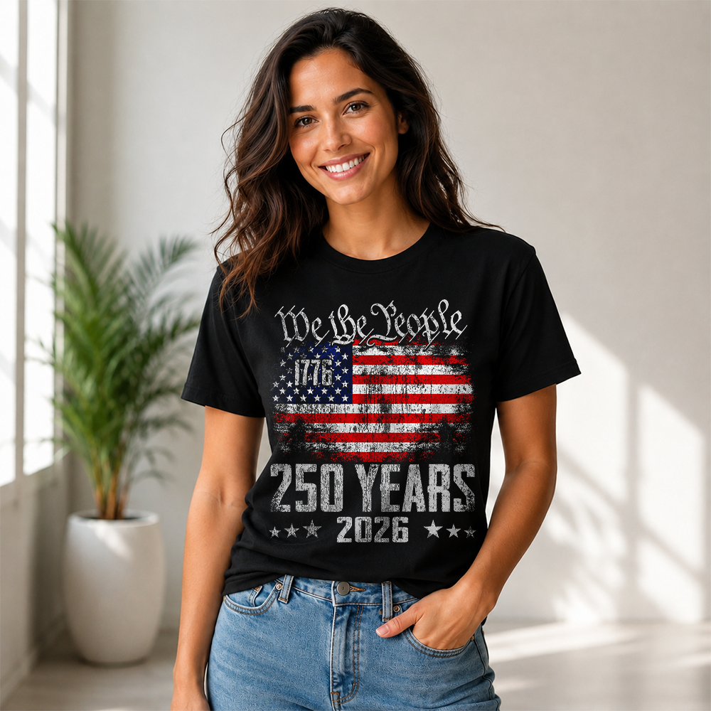 USA 250th Anniversary T-Shirt, America 250 Years 1776-2026 Fourth of July Tee Hv01
