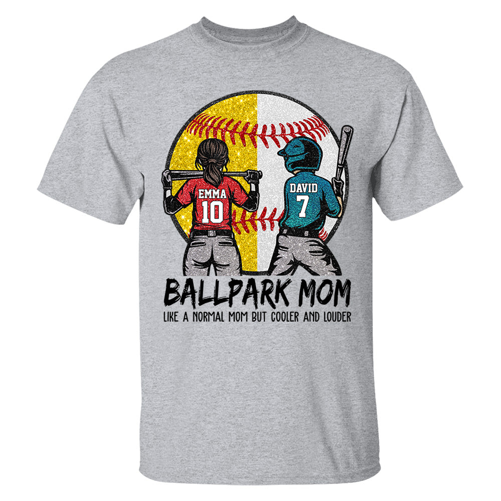 Personalized Baseball Softball Mom Ballpark Mom Shirt Like A Normal Mom But Cooler And Louder Gift For Sport Family T1807 T24