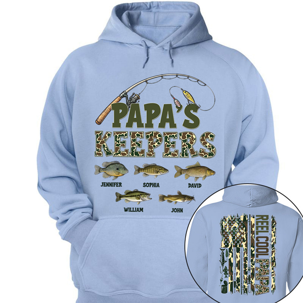 Daddy's Keepers - Personalized Vintage Shirt For Fishing Family - Gifts For Dad NA04 VH01