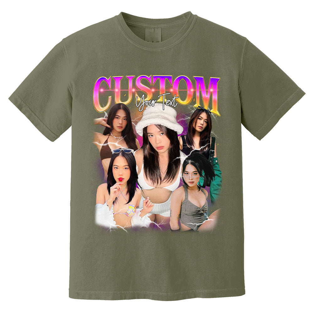 Custom Bootleg Rap Tee, Custom Bootleg Comfort Color Shirt, 90s Vintage Bootleg Shirt, Custom your own Photo, Vintage Graphic Gift