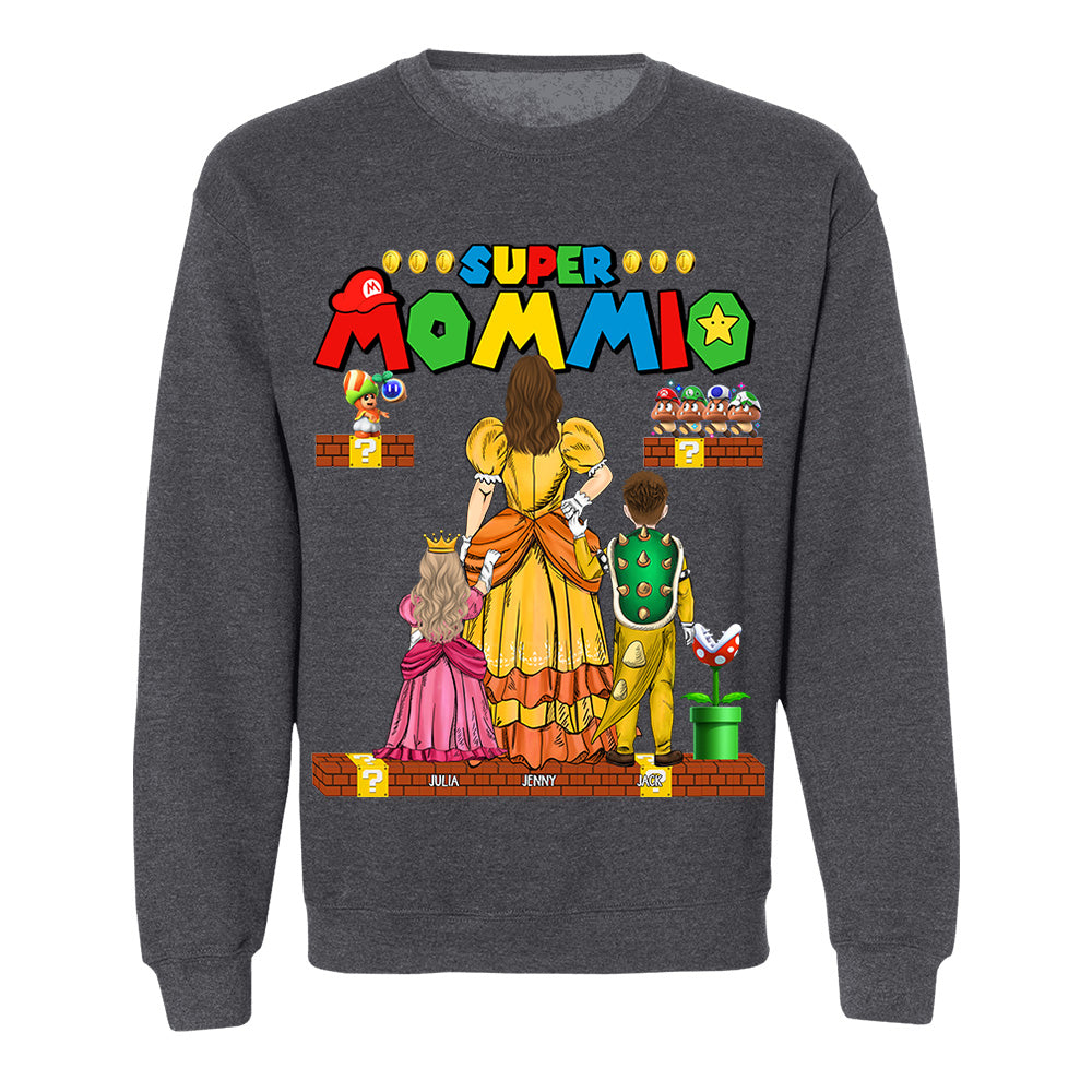 Custom Super Mommio Shirt, Personalized Mommio T-Shirt, Mothers Day Gift Tshirt, Mommio Shirt, Custom Kids Name Mom Shirt, Gamer Mom T Shirt Nh00