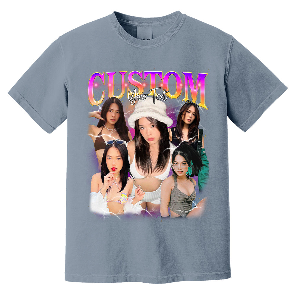 Custom Bootleg Rap Tee, Custom Bootleg Comfort Color Shirt, 90s Vintage Bootleg Shirt, Custom your own Photo, Vintage Graphic Gift
