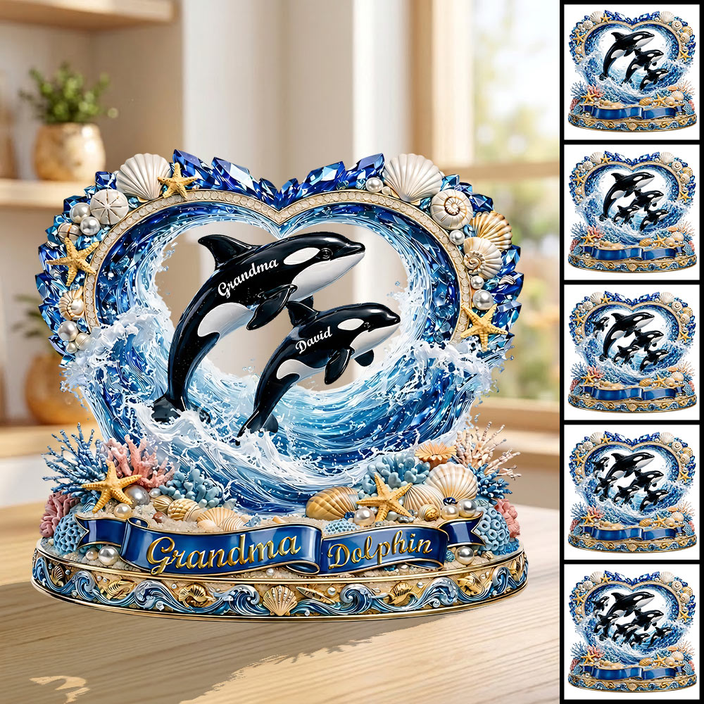 Grandma Dolphin Acrylic Plaque - Personalized Gifts For Mother's Day VH01