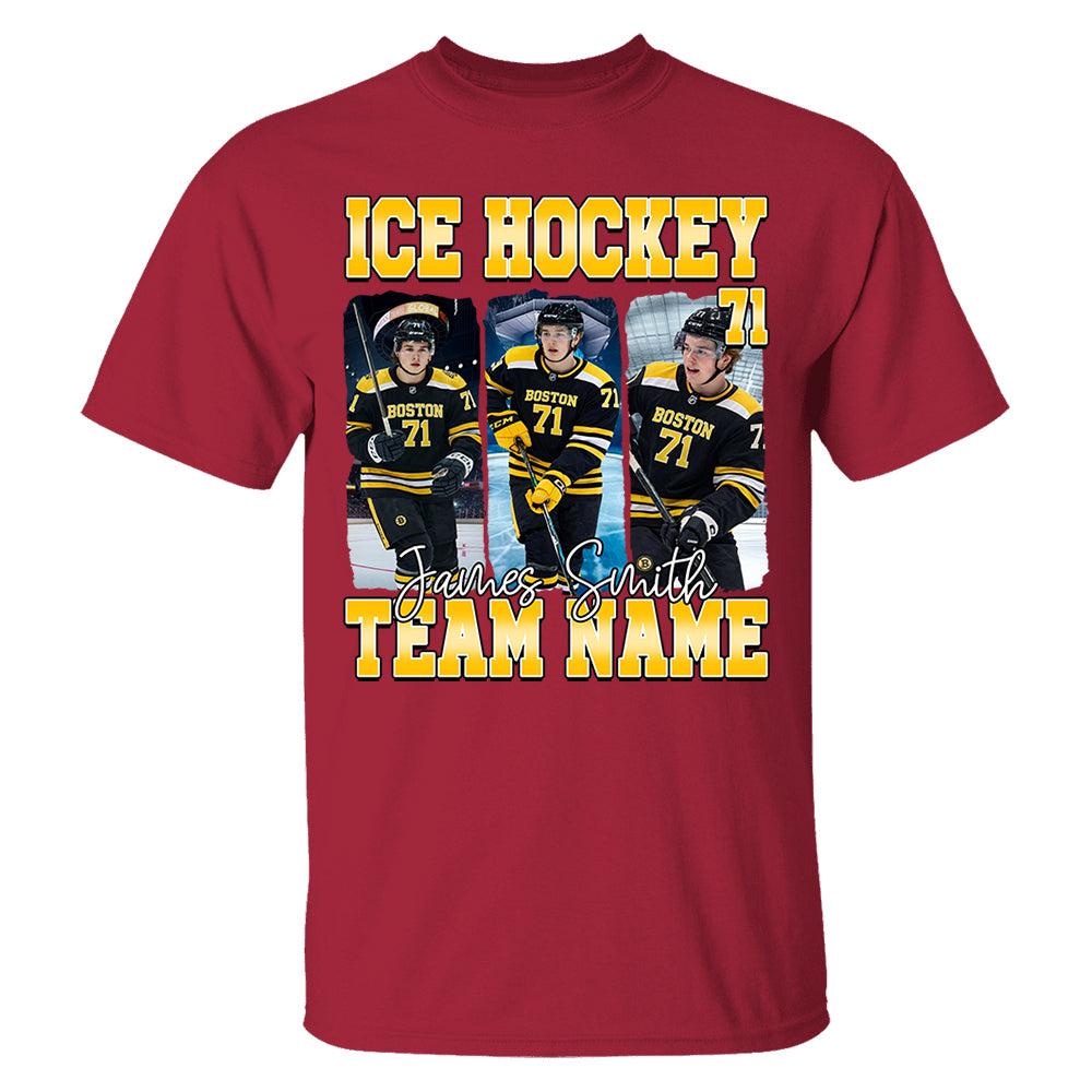 Personalized Ice Hockey Shirt, Custom Photo And Team Name For Ice Hockey Mom Sport Family Na02