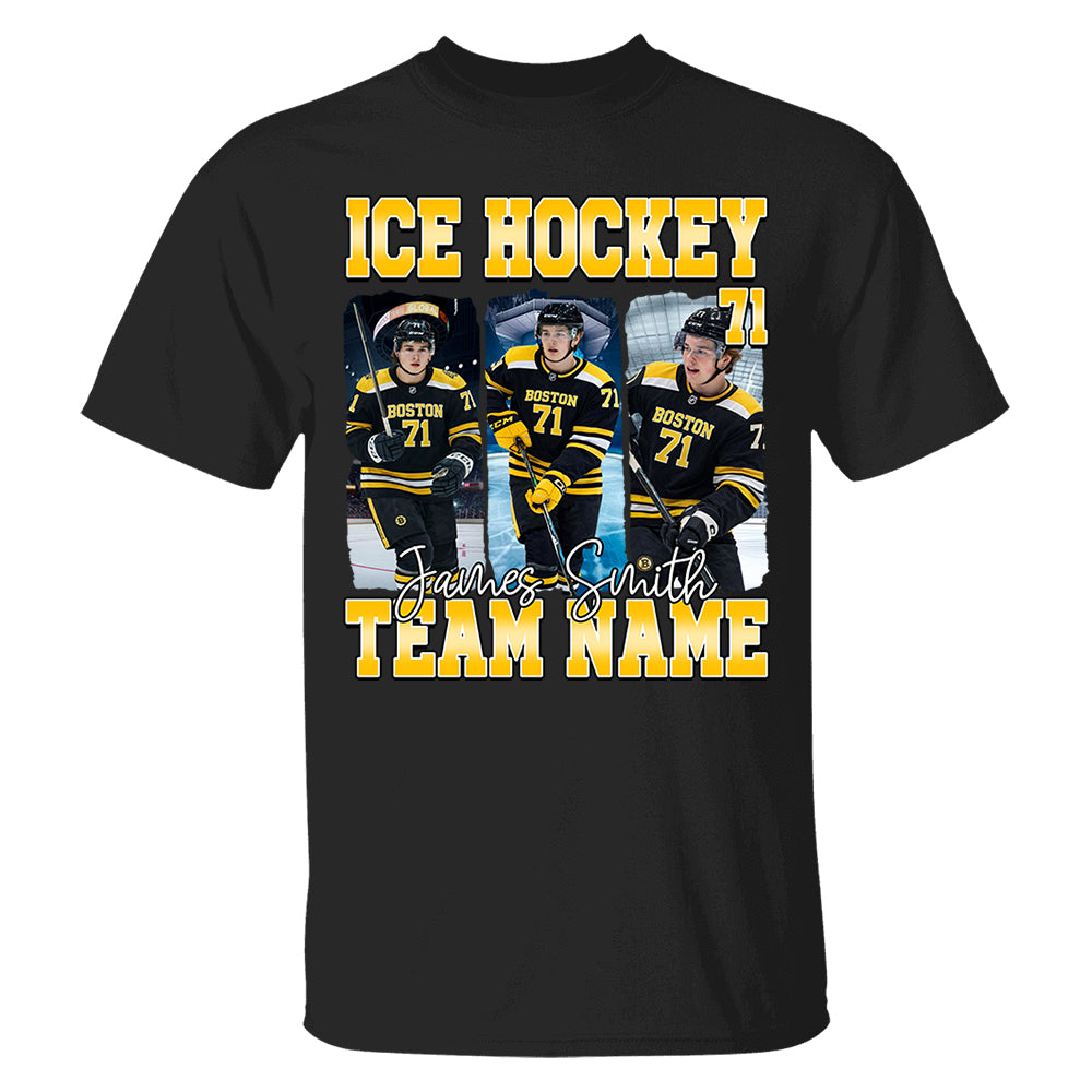 Personalized Ice Hockey Shirt, Custom Photo And Team Name For Ice Hockey Mom Sport Family Na02