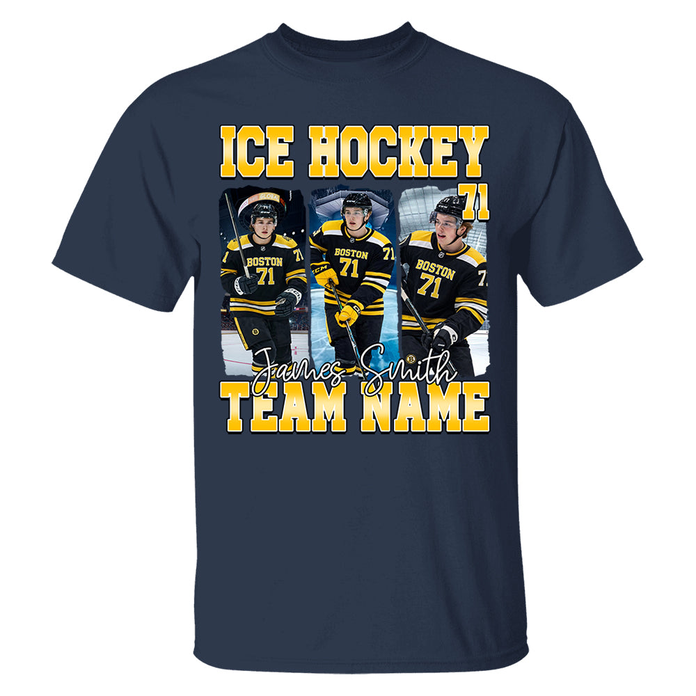 Personalized Ice Hockey Shirt, Custom Photo And Team Name For Ice Hockey Mom Sport Family Na02