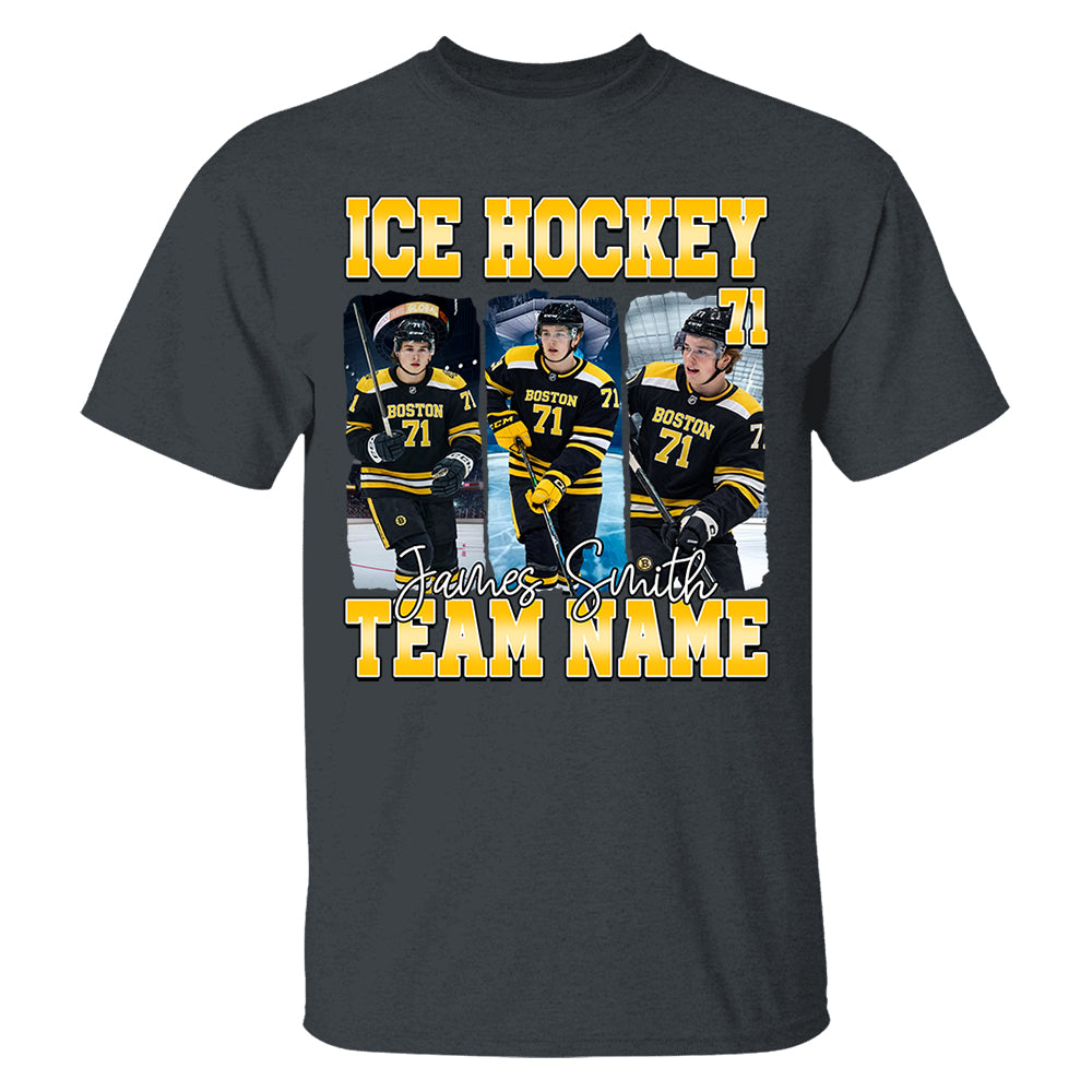 Personalized Ice Hockey Shirt, Custom Photo And Team Name For Ice Hockey Mom Sport Family Na02