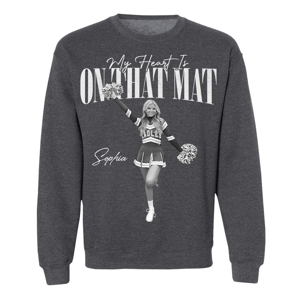 My Heart Is On That Mat- Washed Tee Retro Bootleg Shirt For Cheerleading Na02 Hv01