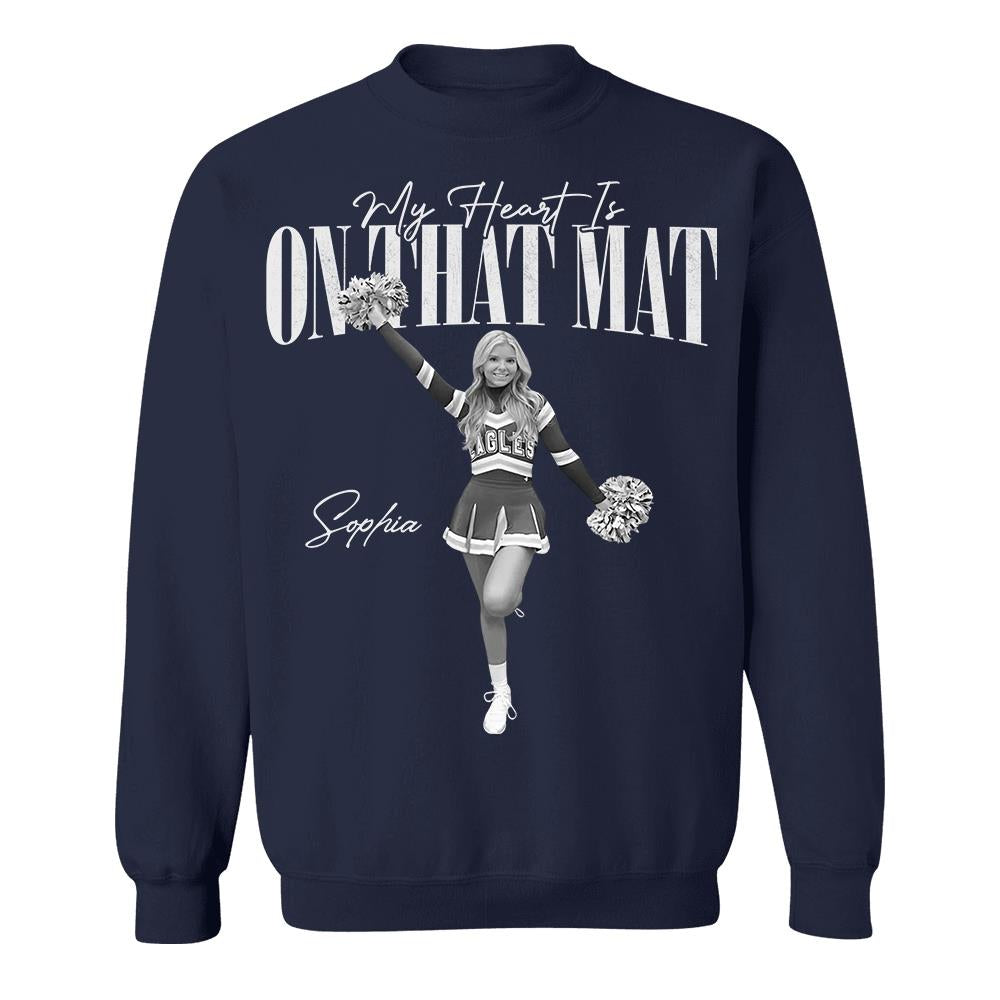 My Heart Is On That Mat- Washed Tee Retro Bootleg Shirt For Cheerleading Na02 Hv01