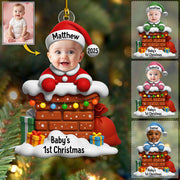Baby’s First Christmas – Custom Photo Santa Baby Down The Chimney Personalized Acrylic Ornament  Na02 Do99