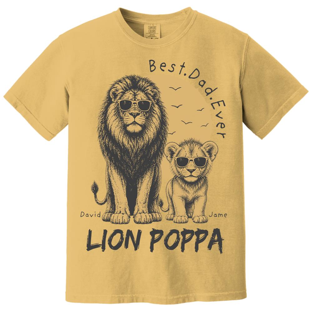 Retro Vintage Lion Dad And Kids Daddy Protector - Personalized Shirt - Cool Father's Day Gift For Dad, Husband Hv01 Vr1