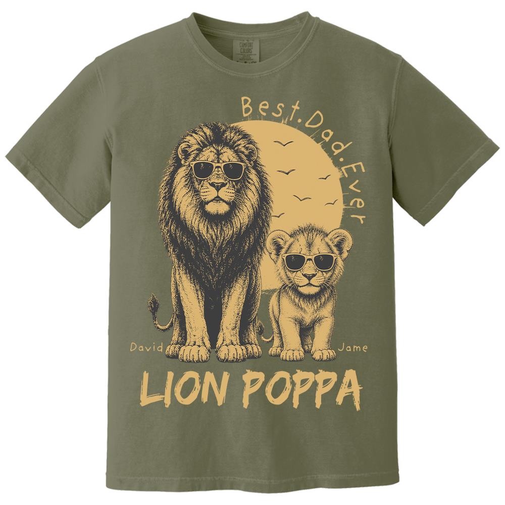 Retro Vintage Lion Dad And Kids Daddy Protector - Personalized Shirt - Cool Father's Day Gift For Dad, Husband Hv01 Vr1