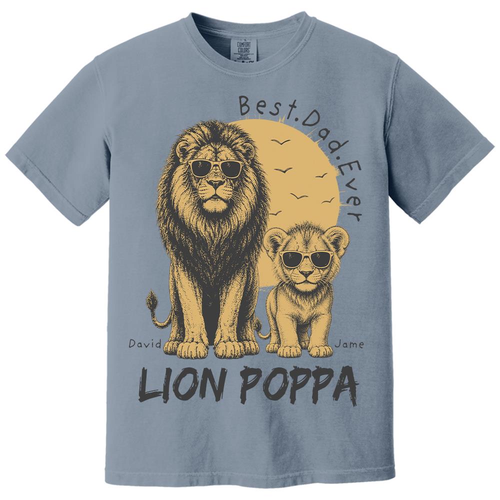 Retro Vintage Lion Dad And Kids Daddy Protector - Personalized Shirt - Cool Father's Day Gift For Dad, Husband Hv01 Vr1