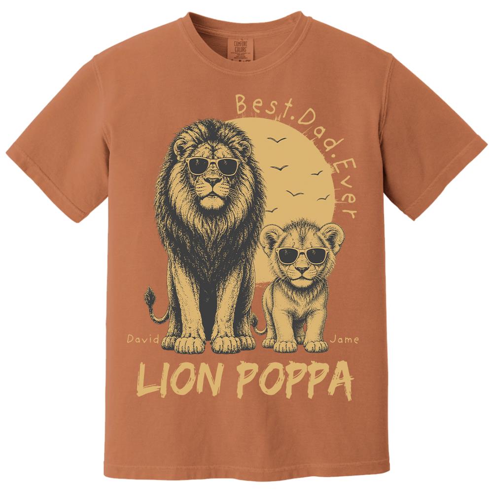 Retro Vintage Lion Dad And Kids Daddy Protector - Personalized Shirt - Cool Father's Day Gift For Dad, Husband Hv01 Vr1