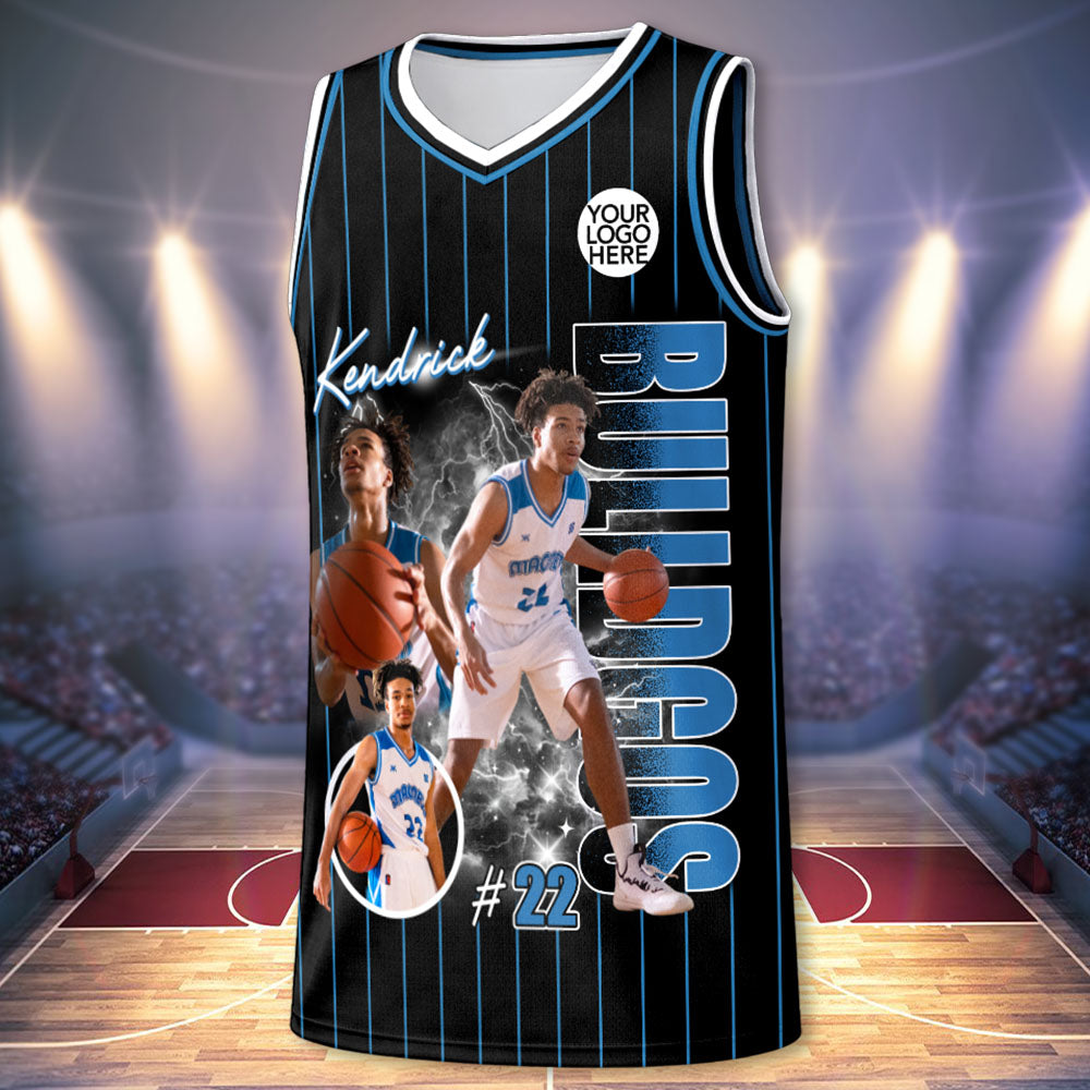 Custom Photo Basketball Player Basketball Jersey - Personalized Team Name School Name Basketball Jersey T1807