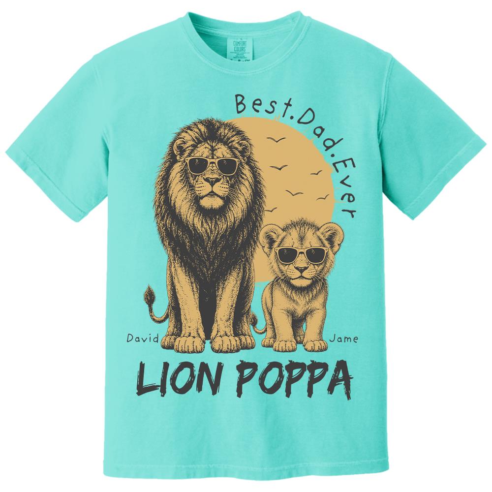 Retro Vintage Lion Dad And Kids Daddy Protector - Personalized Shirt - Cool Father's Day Gift For Dad, Husband Hv01 Vr1