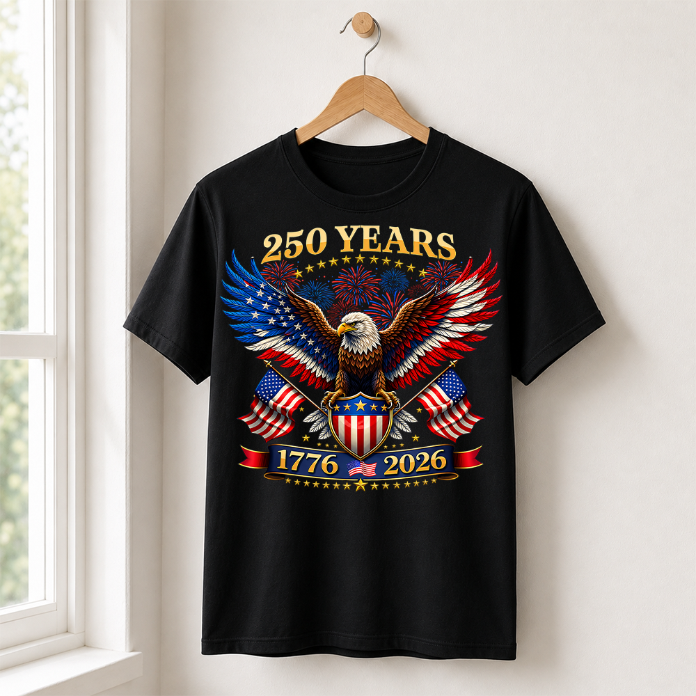 America 250 Years T-Shirt, 1776-2026 USA 250th Anniversary Independence Day Tee