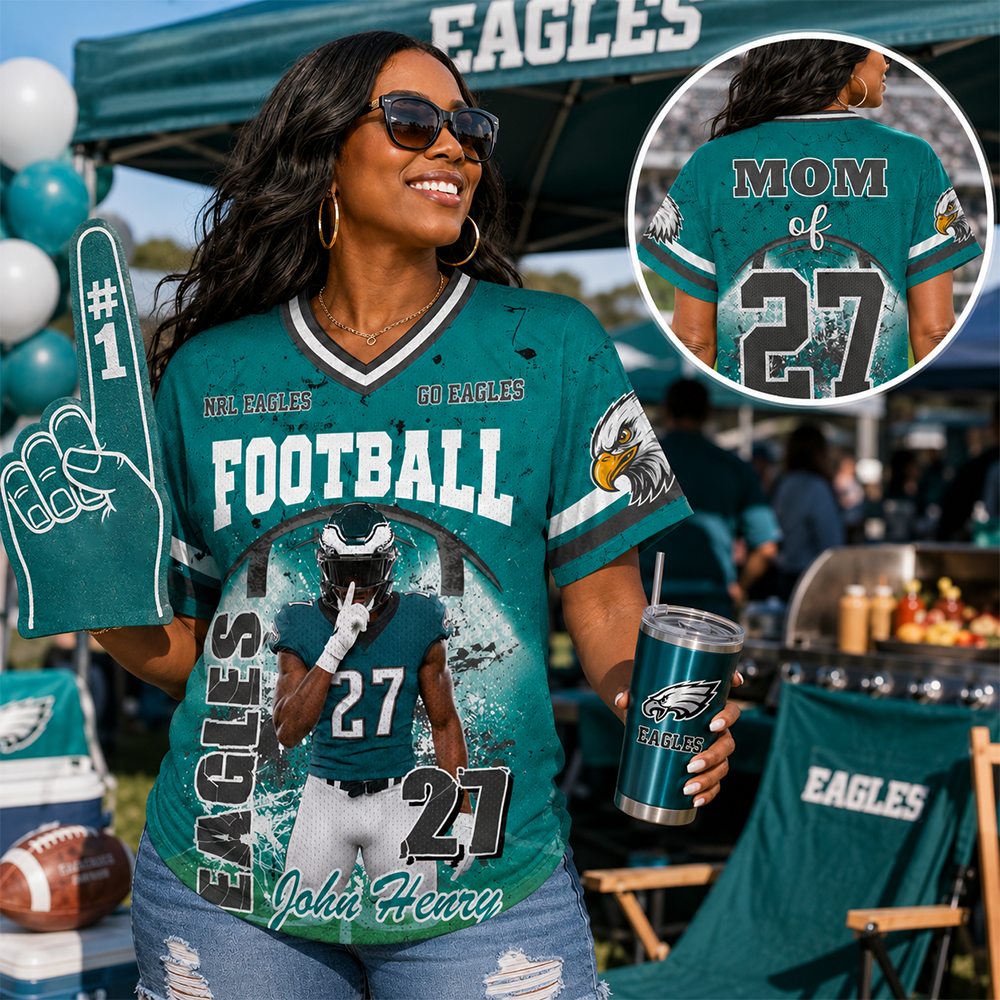 Custom Football Mom Jersey with Photo & Player Number – Personalized Game Day Shirt