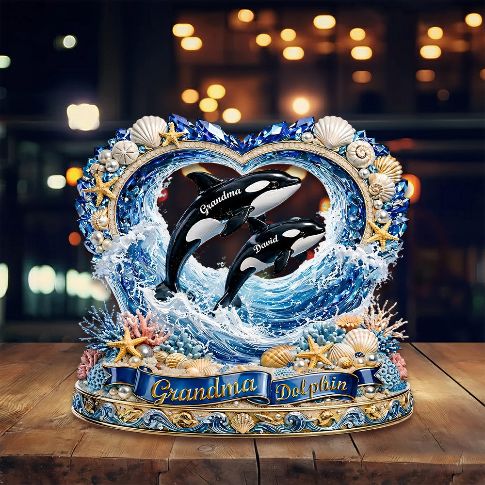 Grandma Dolphin Acrylic Plaque - Personalized Gifts For Mother's Day VH01