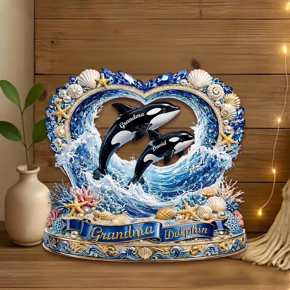 Grandma Dolphin Acrylic Plaque - Personalized Gifts For Mother's Day VH01