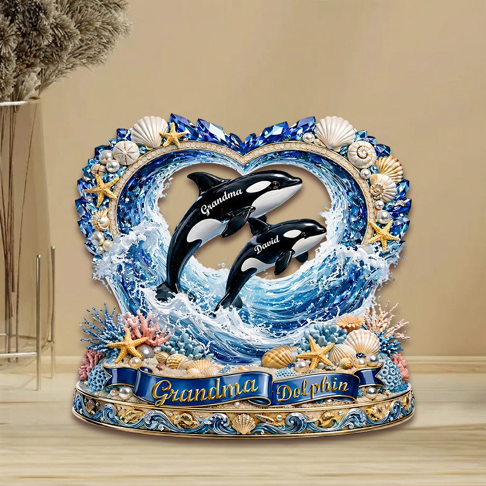 Grandma Dolphin Acrylic Plaque - Personalized Gifts For Mother's Day VH01
