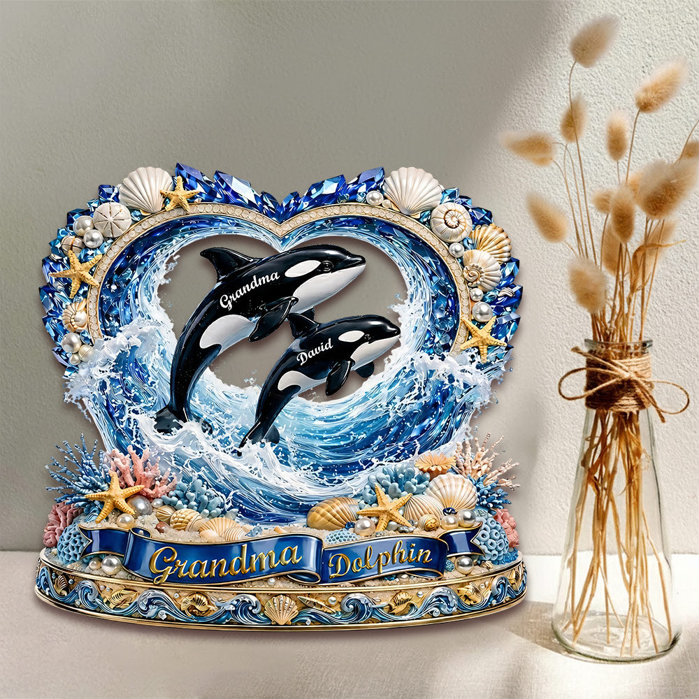 Grandma Dolphin Acrylic Plaque - Personalized Gifts For Mother's Day VH01