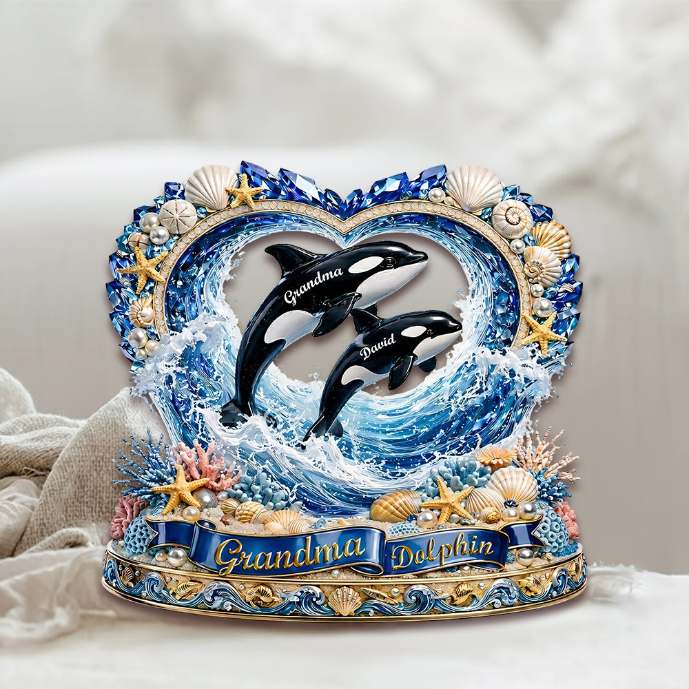 Grandma Dolphin Acrylic Plaque - Personalized Gifts For Mother's Day VH01