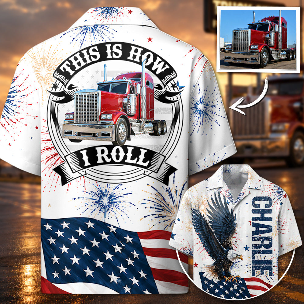 Custom Photo Truck Shirt Gift For Father's Day, Patriotic 4th July Gift L0411 Hv01