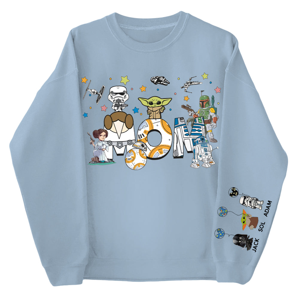 Custom Mom Shirt, Mom With Kid Name On Sleeve - Personalized Mom Shirt Mother's Day Gift T1807