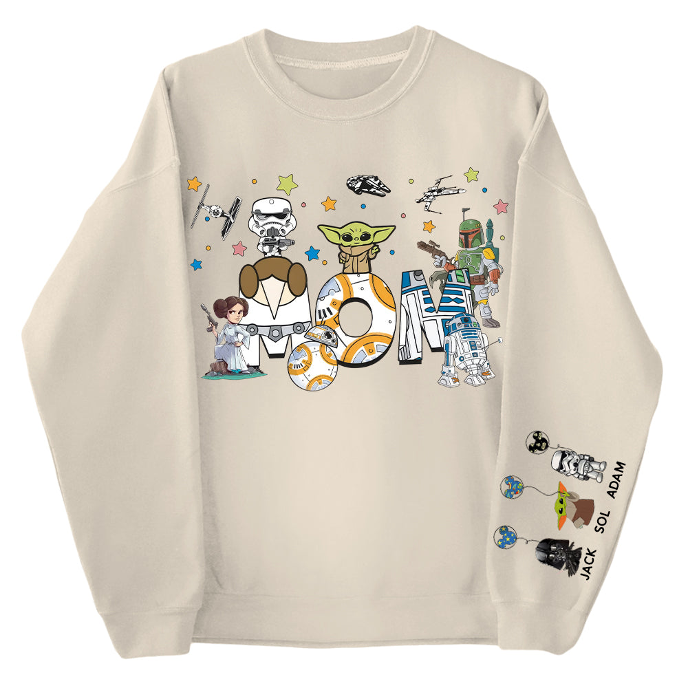 Custom Mom Shirt, Mom With Kid Name On Sleeve - Personalized Mom Shirt Mother's Day Gift T1807