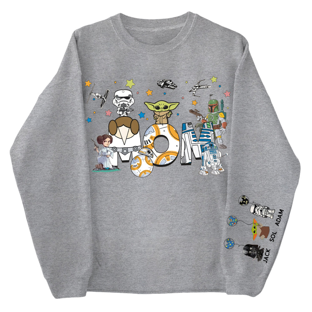 Custom Mom Shirt, Mom With Kid Name On Sleeve - Personalized Mom Shirt Mother's Day Gift T1807