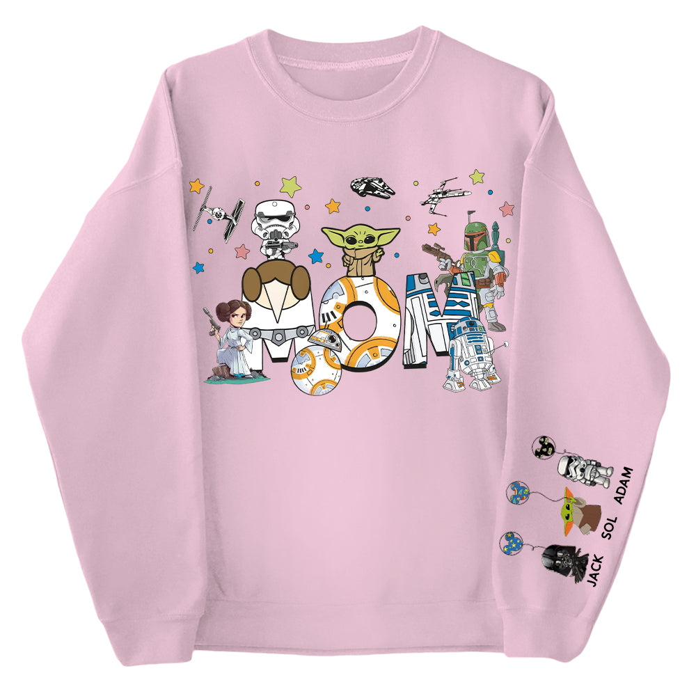 Custom Mom Shirt, Mom With Kid Name On Sleeve - Personalized Mom Shirt Mother's Day Gift T1807