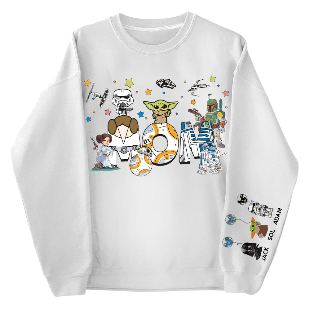 Custom Mom Shirt, Mom With Kid Name On Sleeve - Personalized Mom Shirt Mother's Day Gift T1807