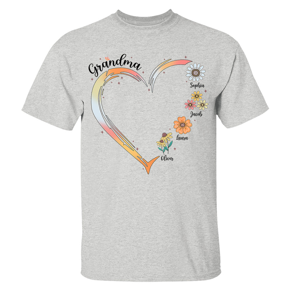 Grandma and Grandkids, Forever In Grandma's Heart - Family Personalized Custom Comfort Colors T-Shirt Do99