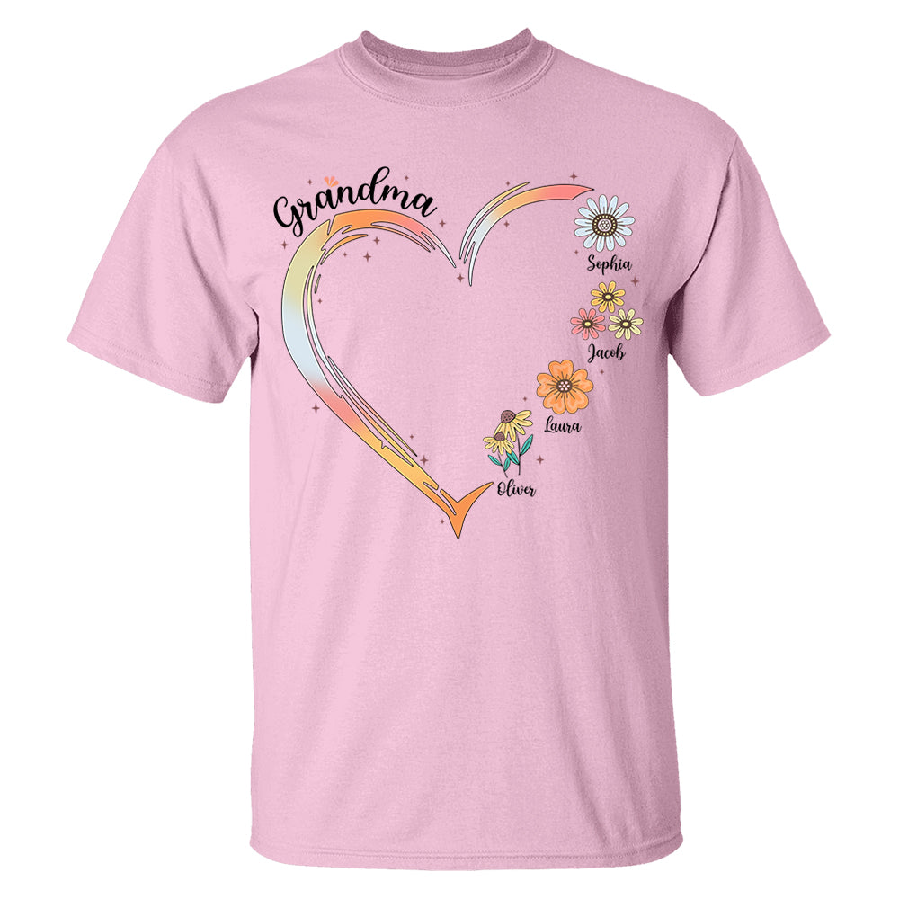 Grandma and Grandkids, Forever In Grandma's Heart - Family Personalized Custom Comfort Colors T-Shirt Do99