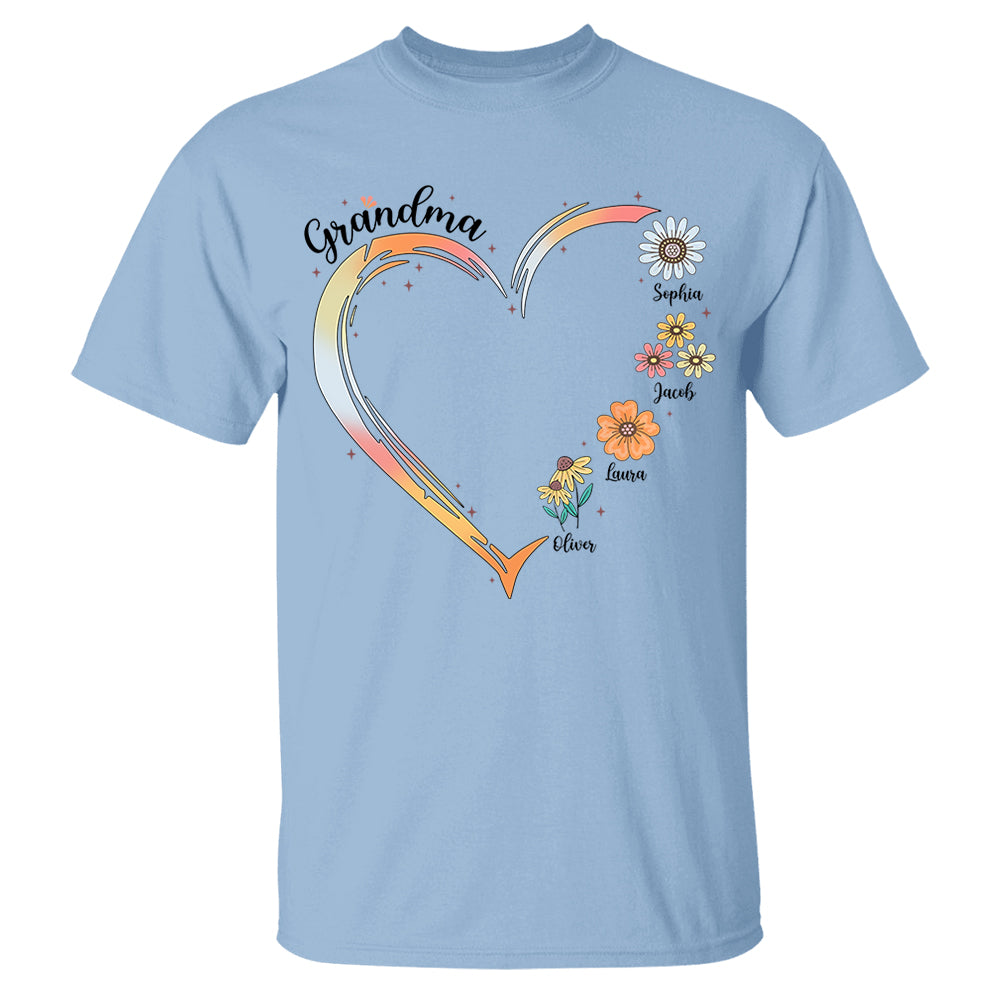 Grandma and Grandkids, Forever In Grandma's Heart - Family Personalized Custom Comfort Colors T-Shirt Do99