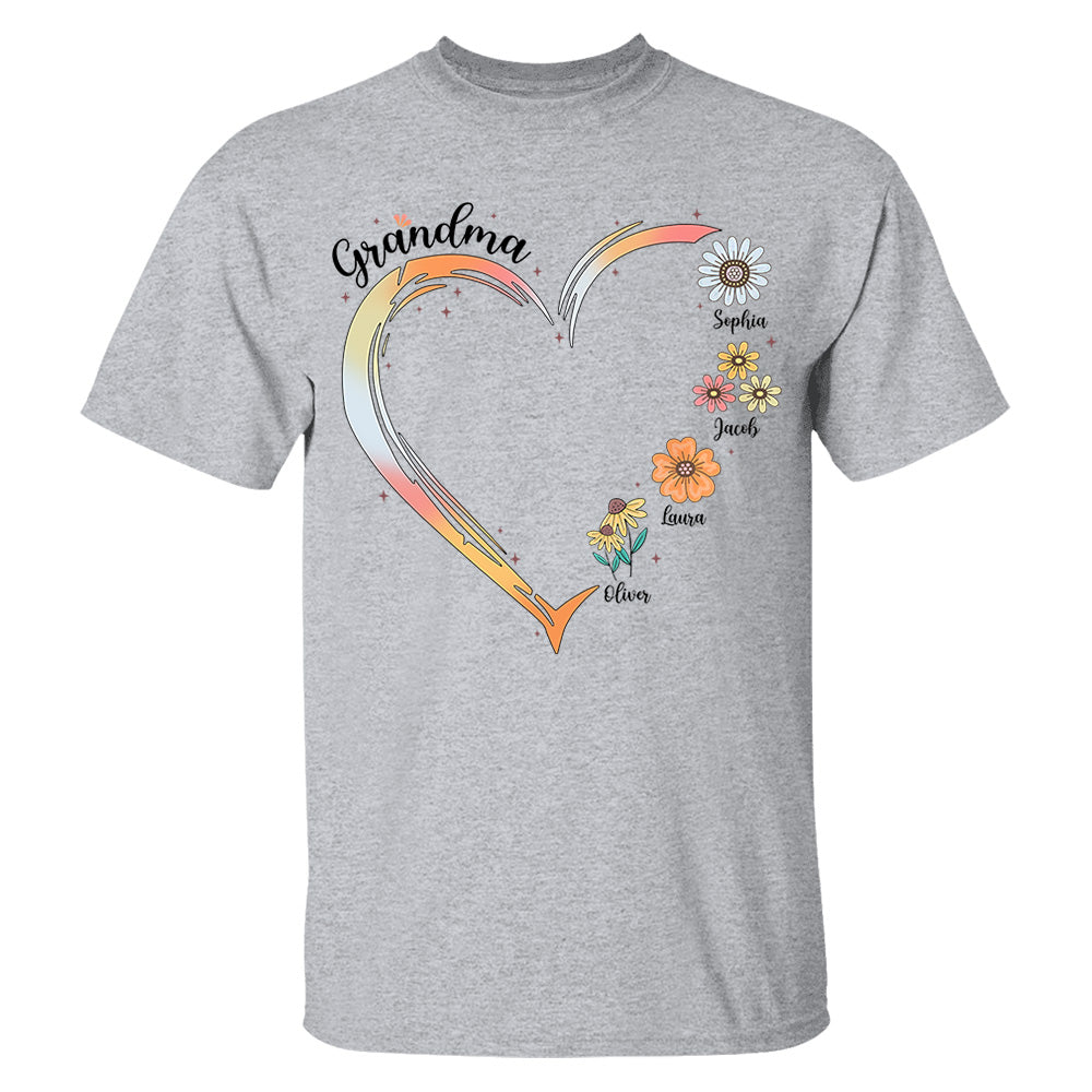 Grandma and Grandkids, Forever In Grandma's Heart - Family Personalized Custom Comfort Colors T-Shirt Do99