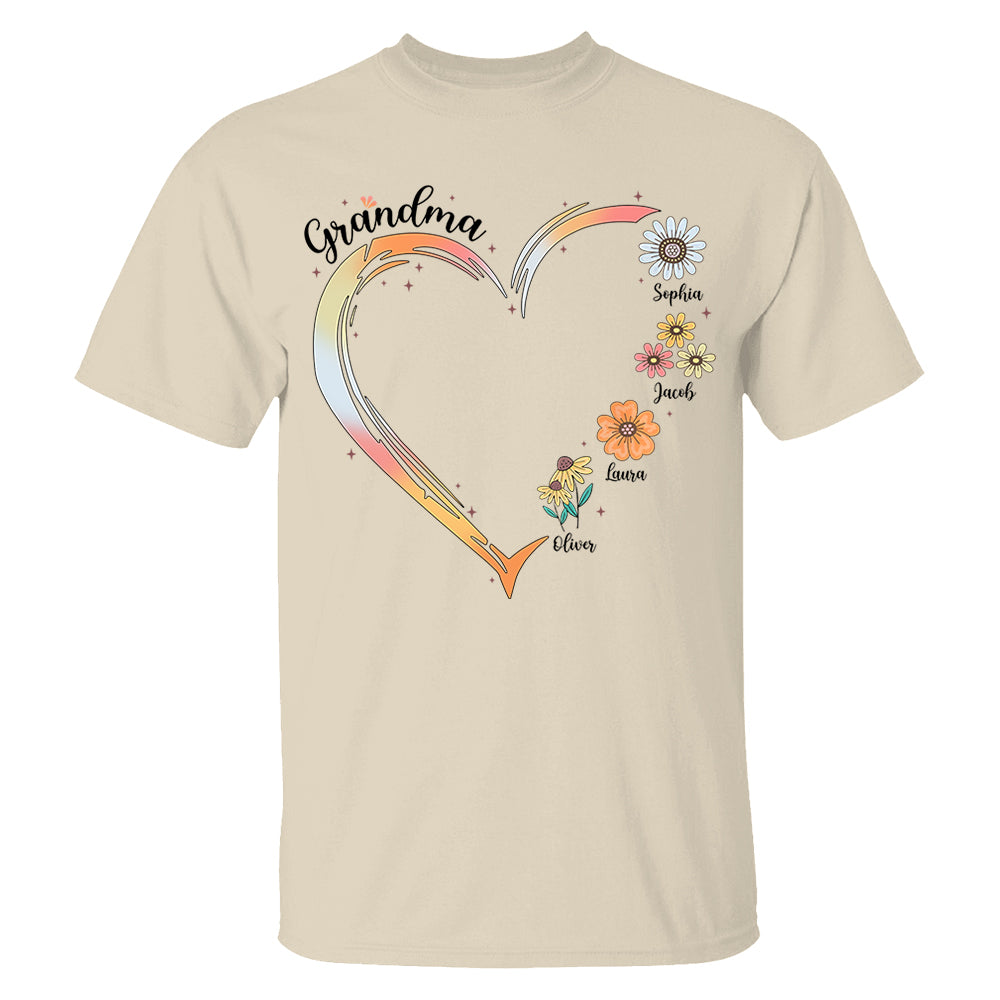 Grandma and Grandkids, Forever In Grandma's Heart - Family Personalized Custom Comfort Colors T-Shirt Do99